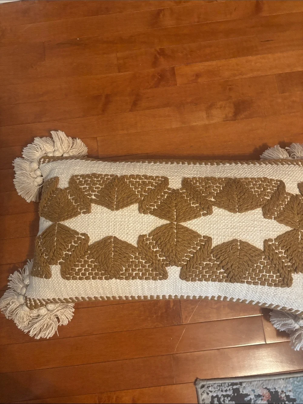 Anthropologie 2 Handwoven Brown &Cream Decorative Throw Pillow 14x24